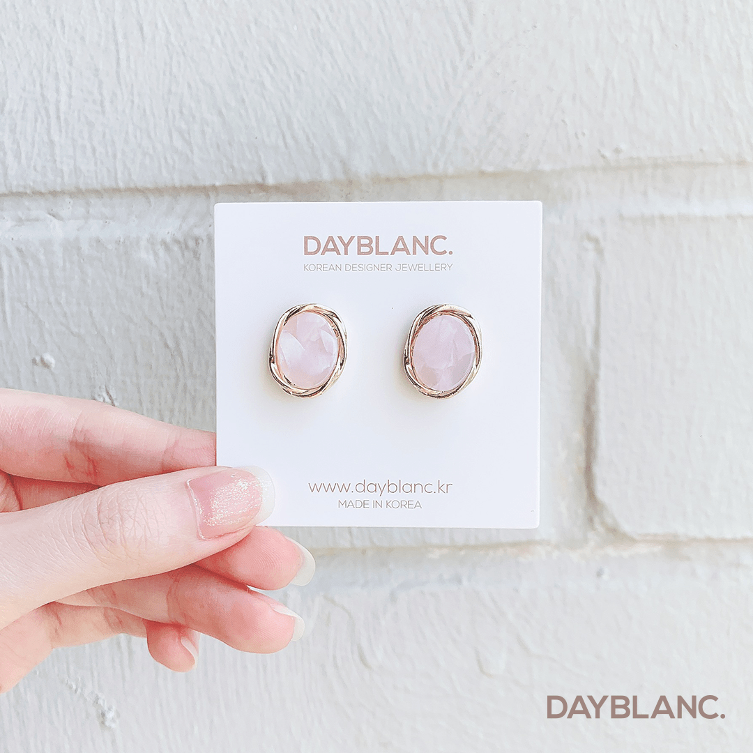 Rose Quartz Plate 로즈쿼츠 플레이트 (Earring) - DAYBLANC